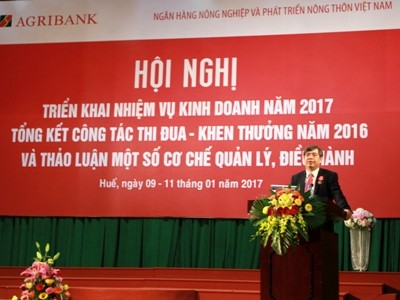 Chủ tịch HĐTV Agribank Trịnh Ngọc Khánh phát biểu tại Hội nghị