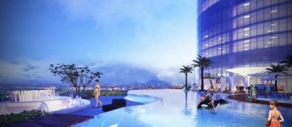 Bể bơi chân mây cách mặt đất 80m được thiết kế dành riêng cho cư dân FLC Twin Towers