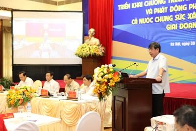 Chủ tịch HĐTV Agribank Trịnh Ngọc Khánh phát biểu tại Hội nghị trực tuyến toàn quốc triển khai Chương trình mục tiêu quốc gia xây dựng nông thôn mới