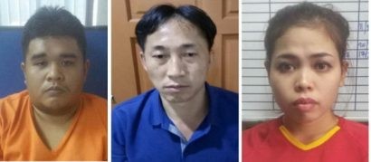  Hình ảnh ba trong số bốn nghi can trong vụ giết ông Kim Jong Nam do giới chức Malaysia công bố (từ trái sang): Muhammad Farid Bin Jalaluddin, Ri Jong Chol và Ri Jong Chol - Ảnh: Getty Images