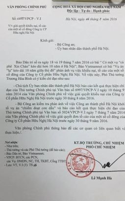  Phó Thủ tướng Trương Hoà Bình chỉ đạo Bộ Công an và UBND TP Hà Nội giải quyết sự việc nhưng đến nay chưa rõ kết quả ra sao.