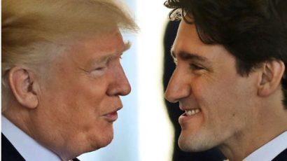  Tổng thống Mỹ Donald Trump và Thủ tướng Canada Justin Trudeau gặp nhau tại Nhà Trắng hôm 13-2 qua Ảnh: REUTERS