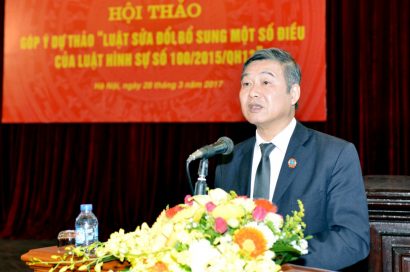 Phó Chánh án TANDTC Nguyễn Sơn phát biểu tại Hội thảo góp ý Dự thảo Luật sửa đổi, bổ sung một số điều của BLHS 2015. 
