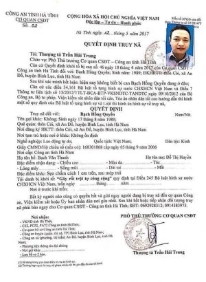 Quyết định truy nã của CQĐT