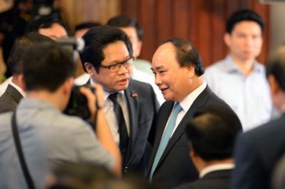  Thủ tướng Nguyễn Xuân Phúc tham dự Hội nghị Doanh nghiệp Việt Nam - Động lực phát triển kinh tế đất nước diễn ra vào năm 2016 Ảnh: HOÀNG TRIỀU