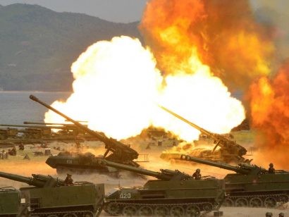  Triều Tiên tập trận pháo binh rầm rộ vào tháng trước.