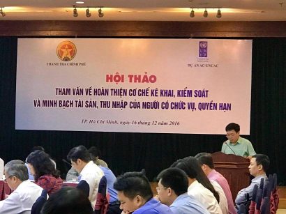 Hội thảo tham vấn về hoàn thiện cơ chế kê khai, kiểm soát và minh bạch tài sản, thu nhập của người có chức vụ, quyền hạn (Hội thảo do Thanh tra Chính phủ phối hợp với Chương trình phát triển Liên Hiệp Quốc -UNDP tại Việt Nam tổ chức) 