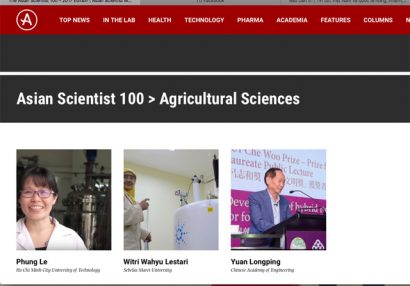 PGS.TS Lê Thị Kim Phụng được Tạp chí Asian Scientist bình chọn trong danh sách 100 nhà khoa học hàng đầu châu Á