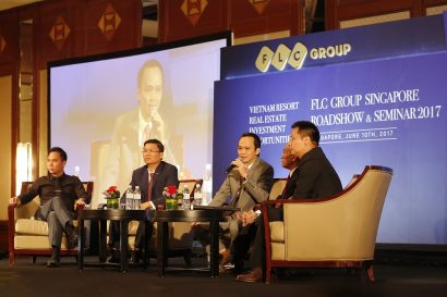 Ông Trịnh Văn Quyết – Chủ tịch Tập đoàn FLC giải đáp các câu hỏi đến từ nhà đầu tư tại Singapore.