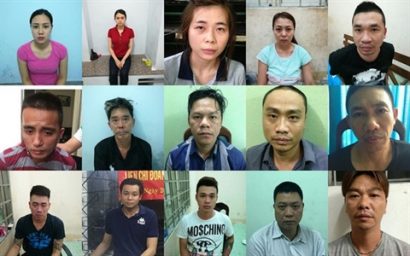 Văn Kính Dương (ngoài cùng bên phải hàng trên cùng) và đường dây sản xuất ma túy tổng hợp