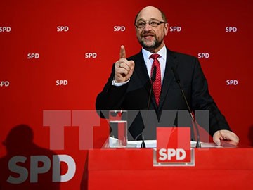  Ông Martin Schulz phát biểu sau khi kết quả bầu cử tại Saarland được công bố. (Nguồn: AFP/TTXVN)