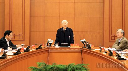 Tổng Bí thư Nguyễn Phú Trọng kết luận cuộc họp (Ảnh: Ban Nội chính Trung ương).