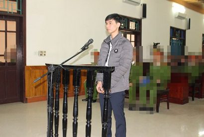 Bị can Nguyễn Văn Hóa tại phiên tòa sơ thẩm.