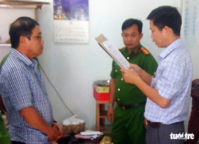  Ông Phan Văn Hiệp bị cơ quan CSĐT Bộ công an đọc lệnh bắt - Ảnh: Công an cung cấp.
