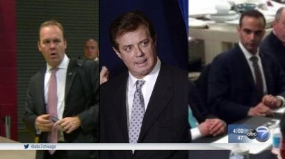  Từ trái qua: Rick Gates, Paul Manafort và George Papadopoulos (Ảnh: ABC7)