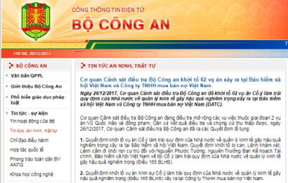 Thông tin về vụ việc trên Cổng thông tin điện tử Bộ Công an