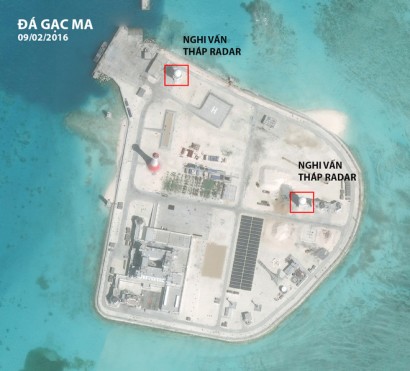  Đảo nhân tạo Trung Quốc xây trái phép trên Đá Gạc Ma thuộc chủ quyền Việt Nam. Ảnh: CSIS (2016)