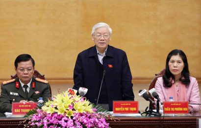 Tổng Bí thư Nguyễn Phú Trọng phát biểu tại buổi tiếp xúc cử tri
