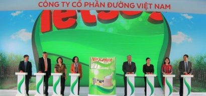 Các khách mời thực hiện nghi lễ ra mắt logo Công ty cổ phần đường Việt Nam
