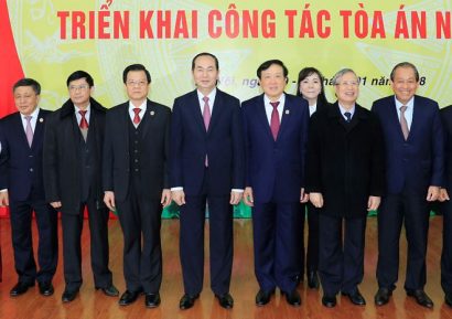  Chủ tịch nước và lãnh đạo Đảng, Nhà nước, Quốc hội dự Hội nghị. Ảnh: VGP/Lê Sơn