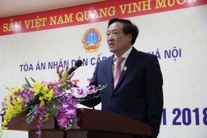 Chánh án TANDTC Nguyễn Hòa Bình phát biểu chỉ đạo Hội nghị