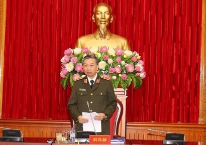 Thượng tướng Tô Lâm, Ủy viên Bộ Chính trị, Bí thư Đảng ủy CATW, Bộ trưởng Bộ Công an chủ trì Hội nghị.
