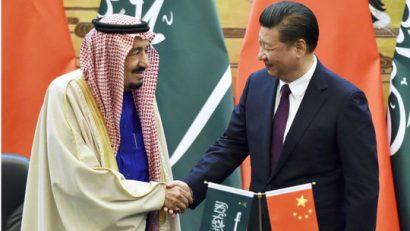  Chủ tịch Trung Quốc Tập Cận Bình tiếp Quốc vương Ả Rập Saudi Salman tại thủ đô Bắc Kinh hồi tháng 3-2017 Ảnh: KYODO