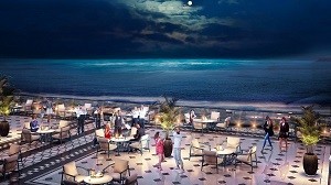 Thực khách vừa thưởng thức bữa tối vừa ngắm cảnh biển