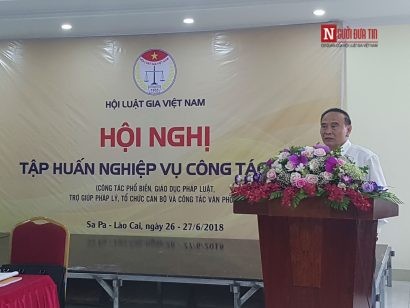  Chủ tịch Hội Luật gia Việt Nam Nguyễn Văn Quyền phát biểu khai mạc hội nghị.