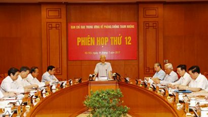 Phiên họp thứ 12 của Ban Chỉ đạo Trung ương về phòng, chống tham nhũng ngày 31/7/2017 tại Hà Nội
