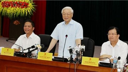 Tổng Bí thư Nguyễn Phú Trọng phát biểu tại buổi làm việc