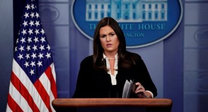 Phát ngôn viên Nhà Trắng Sarah Sanders. - Ảnh: AP