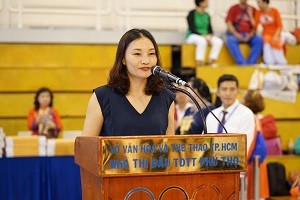 Bà Nguyễn Thị Kim Phượng – Giám đốc Marketing ngành hàng Sữa Bột Vinamilk phát biểu truyền cảm hứng