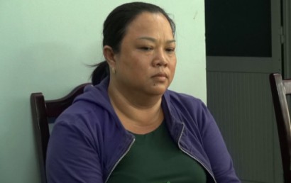  Đối tượng Dương Thị Thu tại cơ quan công an. 