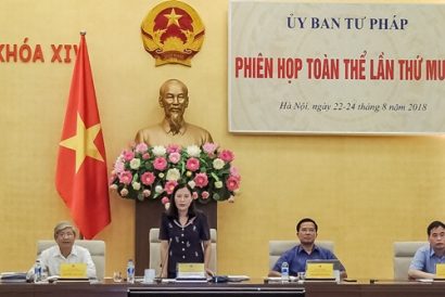 Bà Lê Thị Nga (Chủ nhiệm UBTP) phát biểu tại phiên họp