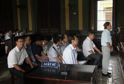 Các bị cáo tại phiên tòa. Ảnh: Tân Châu