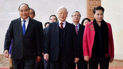 Tổng Bí thư, Chủ tịch nước Nguyễn Phú Trọng, Thủ tướng Nguyễn Xuân Phúc, Chủ tịch Quốc hội Nguyễn Thị Kim Ngân và nhiều đồng chí lãnh đạo Đảng, Nhà nước tới dự Hội nghị.