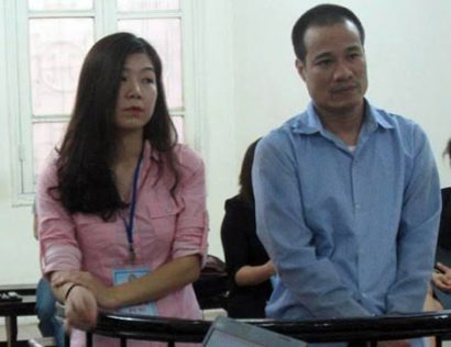 Mai Thị Bích Liên và Trần Thăng Long tại một phiên xử của TAND TP.Hà Nội.