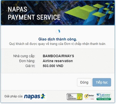 Một hành khách giao dịch thành công vé Bamboo Eco.