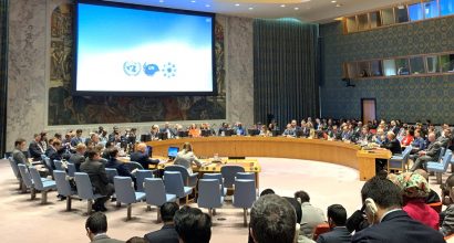 Các đại biểu tham gia phiên thảo luận mở về chủ đề “Tác động của các thảm họa thiên nhiên liên quan tới biến đổi khí hậu đối với hòa bình và an ninh quốc tế” của HĐBA LHQ