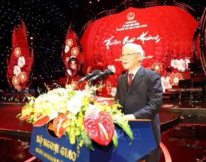  Tổng Bí thư, Chủ tịch nước Nguyễn Phú Trọng phát biểu chúc mừng bà con kiều bào.