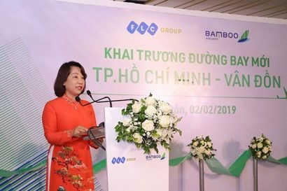 Bà Vũ Thị Thu Thủy, Phó Chủ tịch UBND tỉnh Quảng Ninh phát biểu tại lễ khai trương