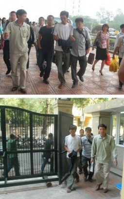  Cơ quan Công an khá vất vả trong việc di lý đối tượng Bùi Tiến Hà (x) từ Yên Bái về Hà Nội.