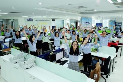  Khí thế của đội ngũ nhân viên Vinamilk luôn hết mình vì công việc.