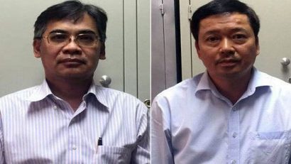 Ông Từ Thành Nghĩa (trái) và Võ Quang Huy