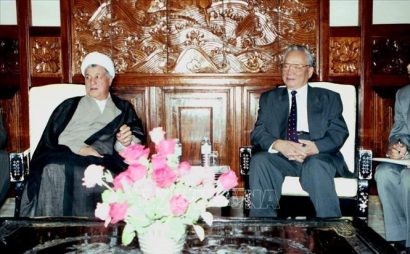  Chủ tịch nước Lê Đức Anh tiếp Tổng thống Cộng hòa Hồi giáo Iran Akbar Hashemi Rafsanjani, chiều 5/10/1995, tại Phủ Chủ tịch. Ảnh: Minh Điền/TTXVN