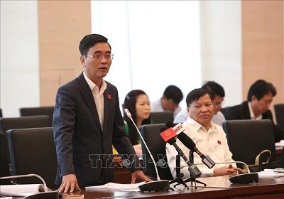 Đại biểu Quốc hội tỉnh Phú Thọ Hoàng Quang Hàm, Ủy viên Thường trực Ủy ban Tài chính - Ngân sách của Quốc hội, phát biểu thảo luận. 