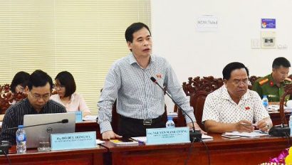  Phó Chủ nhiệm Ủy ban Tư pháp Nguyễn Mạnh Cường phát biểu tại buổi làm việc