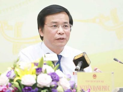  Tổng Thư ký QH Nguyễn Hạnh Phúc tại cuộc họp báo chiều 17-5. Ảnh: Đ.Minh
