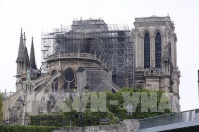 Nhà thờ Đức Bà Paris bị phá hủy một phần sau vụ hỏa hoạn ngày 16/4/2019. Ảnh: THX/ TTXVN